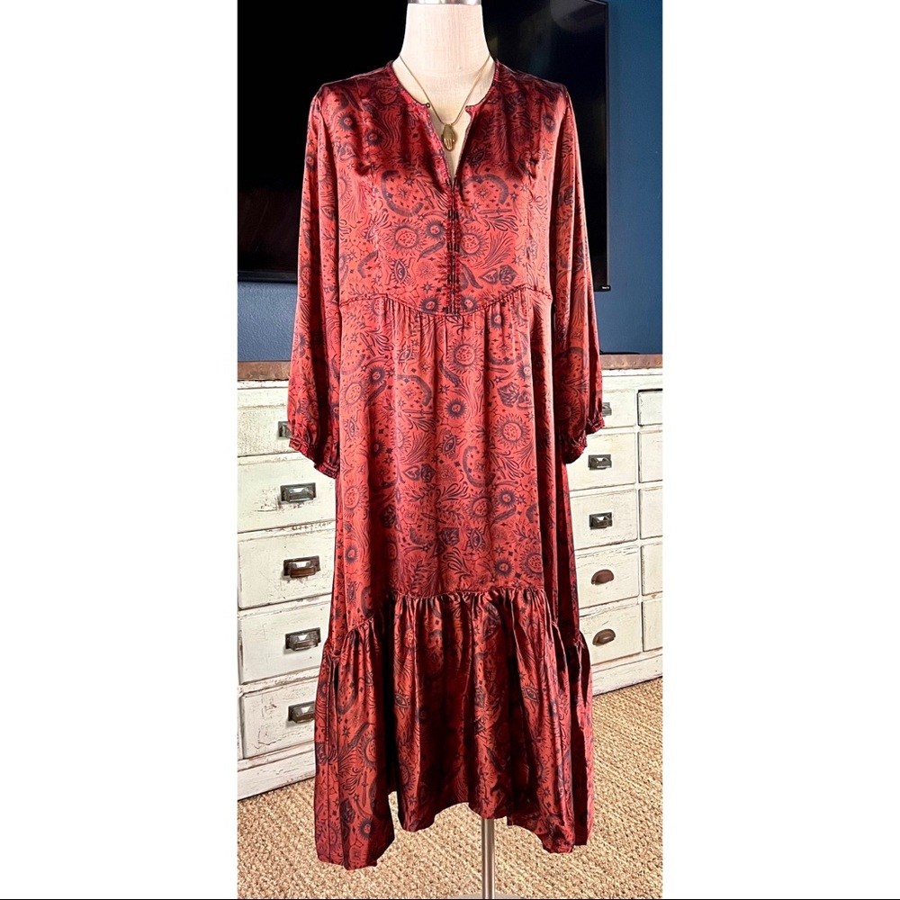 Johnny Was Asteria 100% Silk Midi Dress S